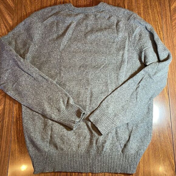 Gap Lambswool Sweater Men XL Heather Grey Bear Graphic Crew Casual Comfort - Picture 6 of 7